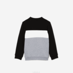 Kids Lacoste V0ZN3236 Black White Grey Chine NUA Branded Crew Neck Sweatshirt - Image 6