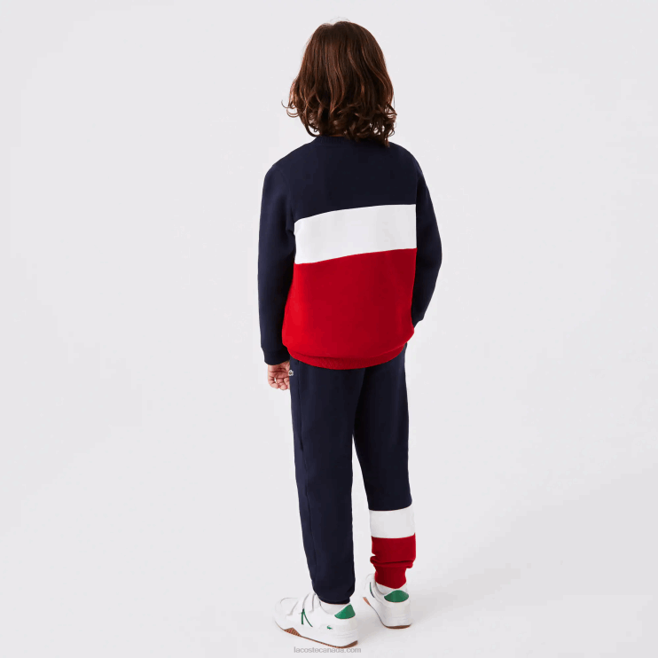 Kids Lacoste V0ZN3237 Navy Blue White Red LAW Branded Crew Neck Sweatshirt - Image 2