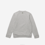 Kids Lacoste V0ZN3244 Grey Chine White W9D Crocodile Print Fleece Sweatshirt - Image 2