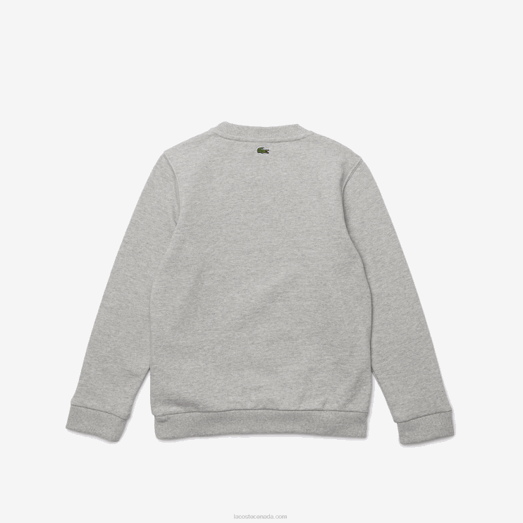 Kids Lacoste V0ZN3244 Grey Chine White W9D Crocodile Print Fleece Sweatshirt - Image 2