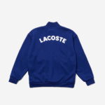 Kids Lacoste V0ZN3249 Blue White EMJ Heritage Branded Stand-Up Collar Zippered Fleece Jacket - Image 2