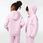 Kids Lacoste V0ZN3252 Pink Z4H Kangaroo Pocket Hooded Zip Sweatshirt - Image 3