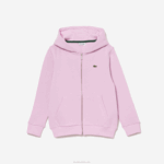 Kids Lacoste V0ZN3252 Pink Z4H Kangaroo Pocket Hooded Zip Sweatshirt - Image 5