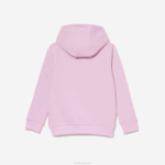 Kids Lacoste V0ZN3252 Pink Z4H Kangaroo Pocket Hooded Zip Sweatshirt - Image 6