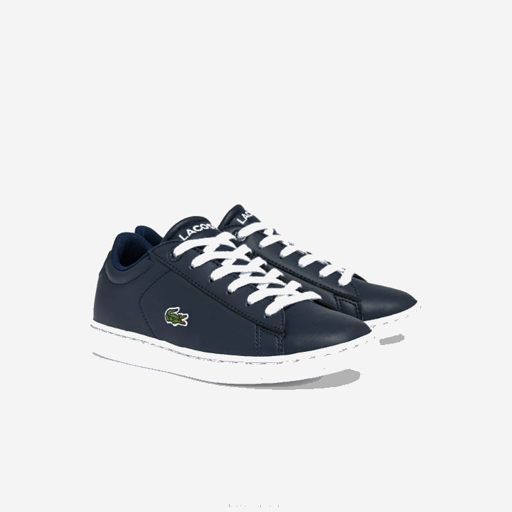 Kids Lacoste V0ZN3256 Navy & White 092 Carnaby Synthetic Color Contrast Sneakers - Image 2