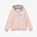 Kids Lacoste V0ZN3261 Light Pink Grey Chine KN1 SPORT Tennis Zippered Fleece Sweatshirt