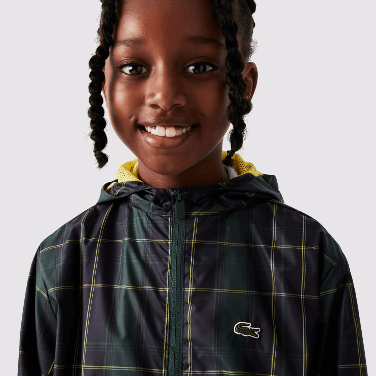 Kids Lacoste V0ZN3262 Navy Blue Green Yellow 9DW Water-Repellent Windbreaker - Image 10