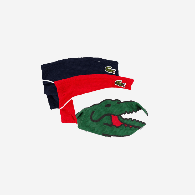 Kids Lacoste V0ZN3280 Navy Blue Red White DB3 Pack of 3 Face Protection Masks in Cotton - Image 1