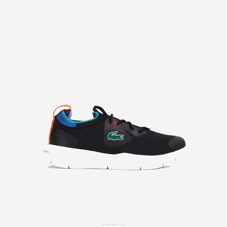 kids_lacoste_v0zn3298_black_blue_011_run_spin_knit_textile_color_contrast_sneakers.png Kids Lacoste V0ZN3298 Black Blue 011 Run Spin Knit Textile Color Contrast Sneakers - Image 1