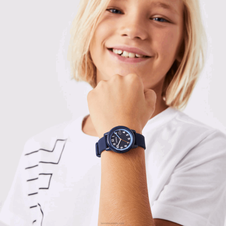 Kids Lacoste V0ZN3300 Blue 000 12.12 3 Hands Silicone Strap Watch - Image 1