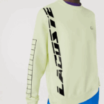 Men Lacoste V0ZN1000 Yellow 6GD Loose Fit Pique Sweatshirt - Image 2