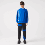 Men Lacoste V0ZN1001 Blue K1Q Loose Fit Pique Sweatshirt - Image 2