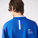 Men Lacoste V0ZN1001 Blue K1Q Loose Fit Pique Sweatshirt - Image 4