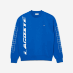 Men Lacoste V0ZN1001 Blue K1Q Loose Fit Pique Sweatshirt - Image 5