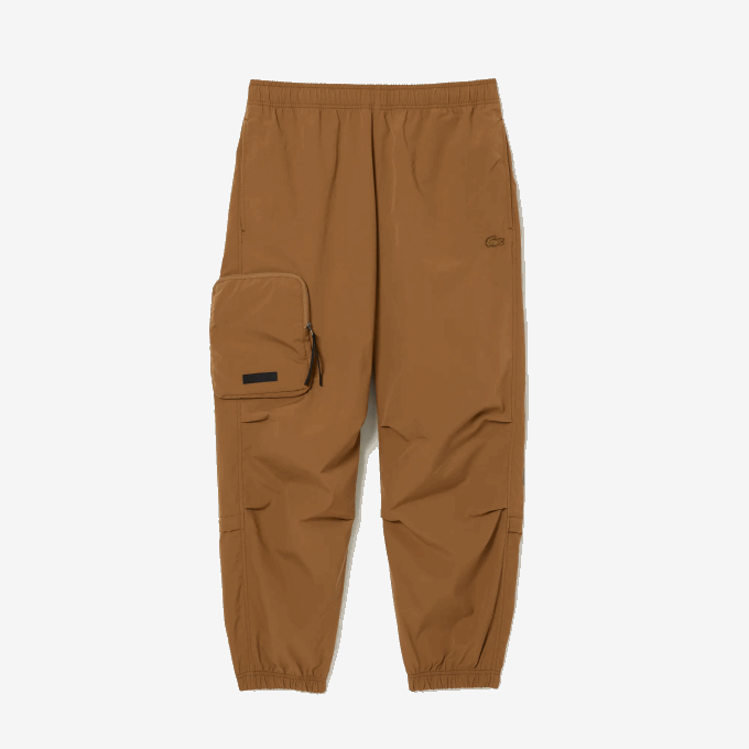Men Lacoste V0ZN1002 Brown Z0W Contrast Oversized Branding Trackpants - Image 4