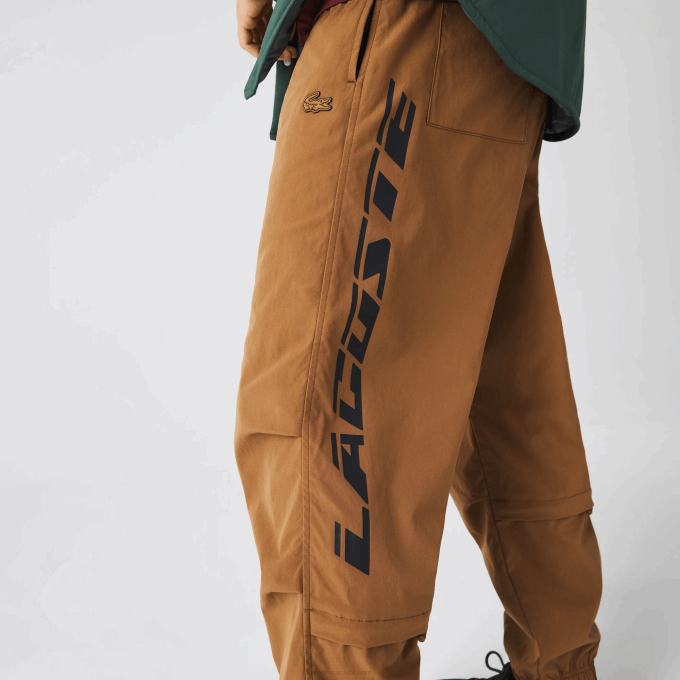 Men Lacoste V0ZN1002 Brown Z0W Contrast Oversized Branding Trackpants - Image 6