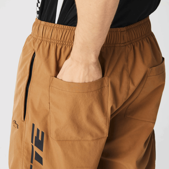 Men Lacoste V0ZN1002 Brown Z0W Contrast Oversized Branding Trackpants - Image 7