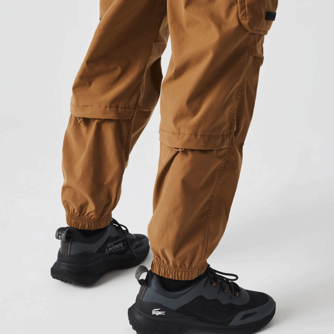 Men Lacoste V0ZN1002 Brown Z0W Contrast Oversized Branding Trackpants - Image 8