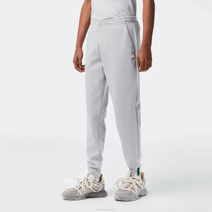 Men Lacoste V0ZN1006 Grey Chine CCA Slim Fit Heathered Cotton Blend Tracksuit Pants - Image 2