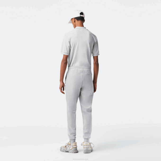Men Lacoste V0ZN1006 Grey Chine CCA Slim Fit Heathered Cotton Blend Tracksuit Pants - Image 3