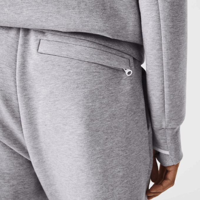 Men Lacoste V0ZN1006 Grey Chine CCA Slim Fit Heathered Cotton Blend Tracksuit Pants - Image 7