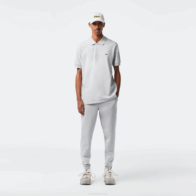 Men Lacoste V0ZN1006 Grey Chine CCA Slim Fit Heathered Cotton Blend Tracksuit Pants - Image 1