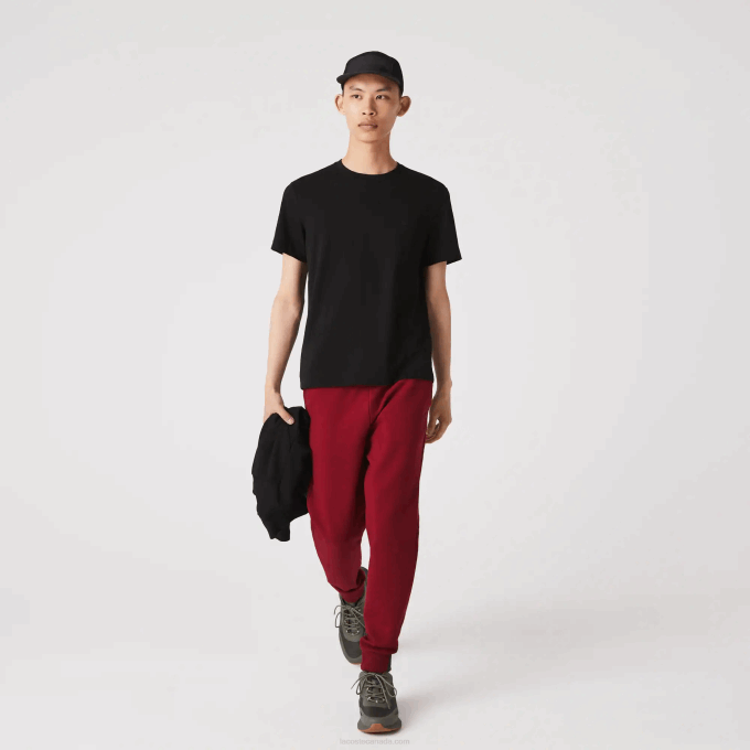 Men Lacoste V0ZN1007 Bordeaux YPW Slim Fit Heathered Cotton Blend Tracksuit Pants - Image 2