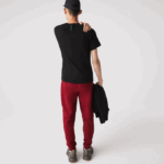Men Lacoste V0ZN1007 Bordeaux YPW Slim Fit Heathered Cotton Blend Tracksuit Pants - Image 3