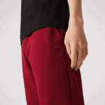 Men Lacoste V0ZN1007 Bordeaux YPW Slim Fit Heathered Cotton Blend Tracksuit Pants - Image 4