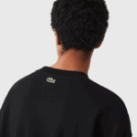 Men Lacoste V0ZN1010 Black 031 Loose Fit Branded Monogram Print Sweatshirt - Image 2