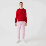 Men Lacoste V0ZN1014 Pink Z4H Tapered Fit Fleece Trackpants - Image 2