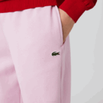 Men Lacoste V0ZN1014 Pink Z4H Tapered Fit Fleece Trackpants - Image 4