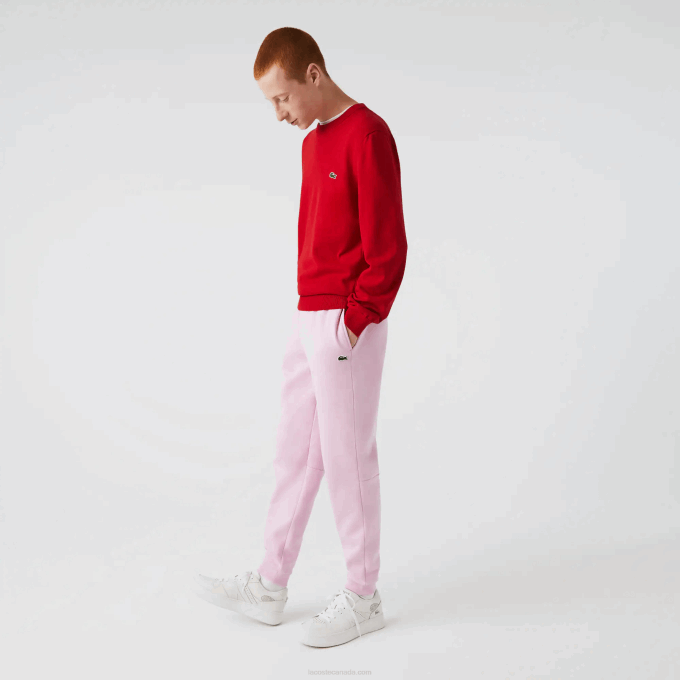men_lacoste_v0zn1014_pink_z4h_tapered_fit_fleece_trackpants.png Men Lacoste V0ZN1014 Pink Z4H Tapered Fit Fleece Trackpants - Image 1