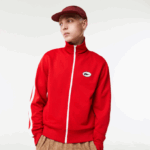 Men Lacoste V0ZN1015 Red 240 Regular Fit High-Neck Pique Zip Sweatshirt