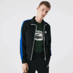 Men Lacoste V0ZN1016 Green YZP Regular Fit High-Neck Pique Zip Sweatshirt