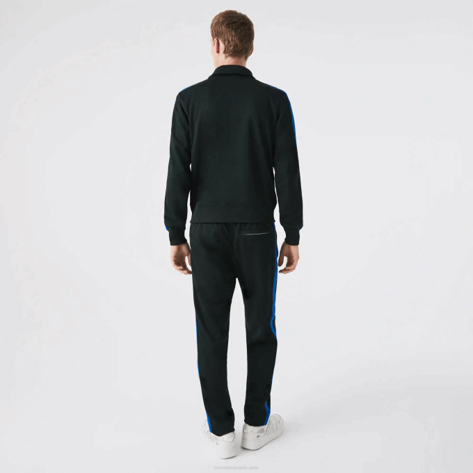 Men Lacoste V0ZN1016 Green YZP Regular Fit High-Neck Pique Zip Sweatshirt - Image 3