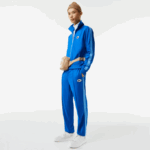 Men Lacoste V0ZN1017 Blue K1Q Regular Fit High-Neck Pique Zip Sweatshirt - Image 2