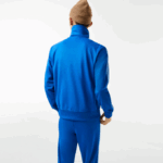 Men Lacoste V0ZN1017 Blue K1Q Regular Fit High-Neck Pique Zip Sweatshirt - Image 3