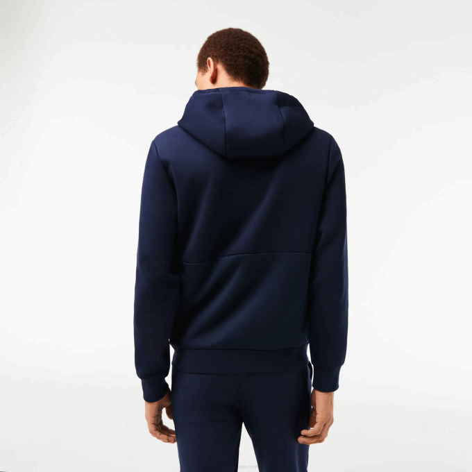 Men Lacoste V0ZN1019 Navy Blue 423 SPORT Mesh Panels Hoodie - Image 3