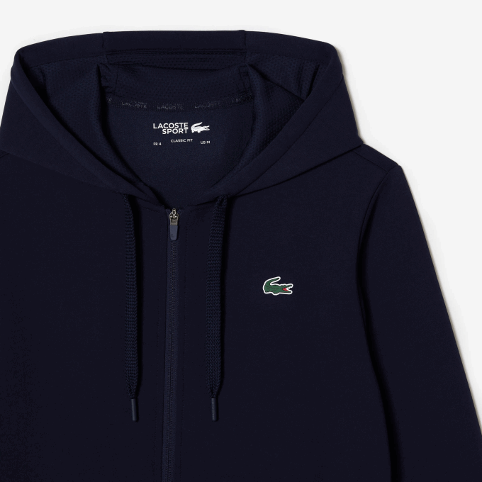 Men Lacoste V0ZN1019 Navy Blue 423 SPORT Mesh Panels Hoodie - Image 5