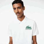 Men Lacoste V0ZN101 White 001 Cotton Mini-Pique Polo - Image 2