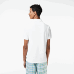 Men Lacoste V0ZN101 White 001 Cotton Mini-Pique Polo - Image 3