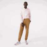 Men Lacoste V0ZN1025 Brown Z0W Tapered Fit Fleece Trackpants - Image 2