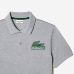 Men Lacoste V0ZN102 Grey Chine CCA Cotton Mini-Pique Polo - Image 2