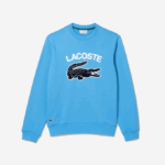 Men Lacoste V0ZN1031 Blue 4XA Crocodile Print Crew Neck Sweatshirt - Image 4