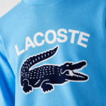 Men Lacoste V0ZN1031 Blue 4XA Crocodile Print Crew Neck Sweatshirt - Image 5