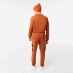 Men Lacoste V0ZN1037 Brown 3PB Contrast Lettering Cotton Trackpants - Image 3