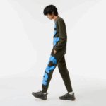 Men Lacoste V0ZN1038 Khaki Green S7T Contrast Lettering Cotton Trackpants - Image 2