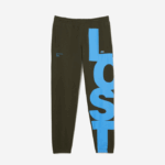 Men Lacoste V0ZN1038 Khaki Green S7T Contrast Lettering Cotton Trackpants - Image 4