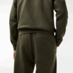 Men Lacoste V0ZN1038 Khaki Green S7T Contrast Lettering Cotton Trackpants - Image 6